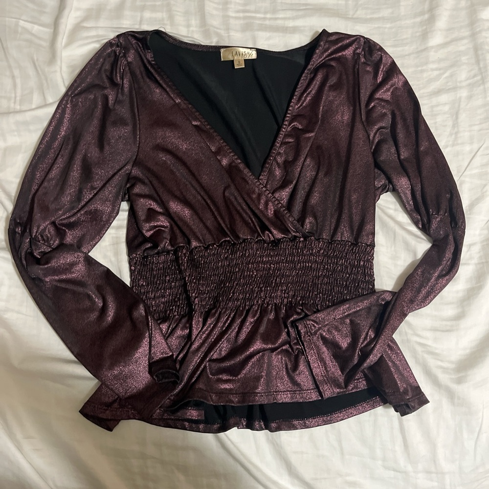 Lavish purple Long Sleeve Wrap Blouse